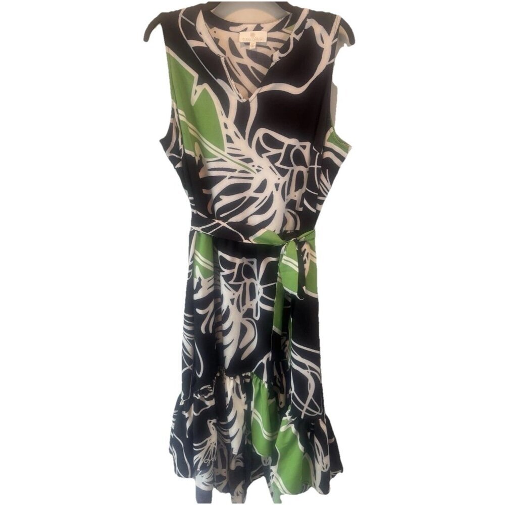 Susan Graver Womens Soleil Regular Stretch Black Floral Dress 1XP Resortwear